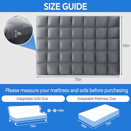 Extra Thick Fitted Futon Mattress Cover - Full Size Grey