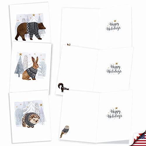 Cozy Woodland Animals Christmas Card Gift Box - 20 Notecards with Envelopes | The Best Card Co