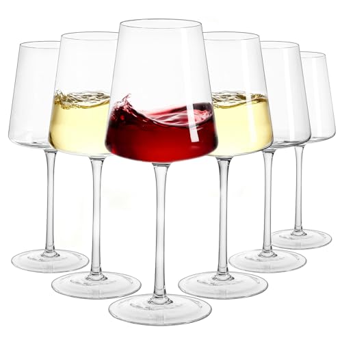 Imourari 13.5oz White Wine Glasses Set of 6 - Lead-Free Dishwasher Safe