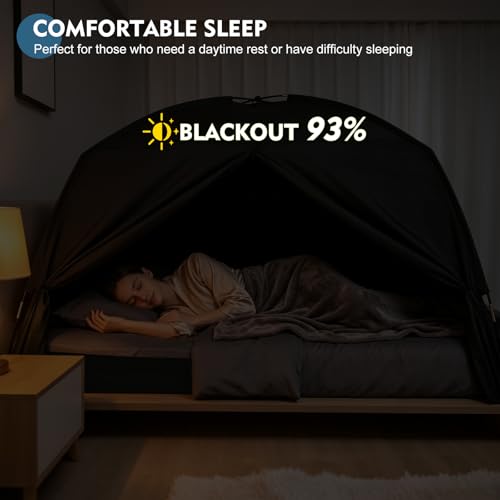 Indoor Blackout Twin Bed Tent - 3-Door Breathable Privacy Sleeping Canopy