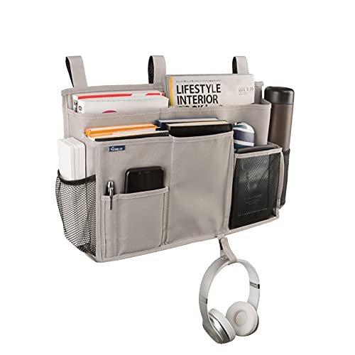 Hanging Bedside Caddy Organizer - 8-Pocket Oxford Bed Storage Bag