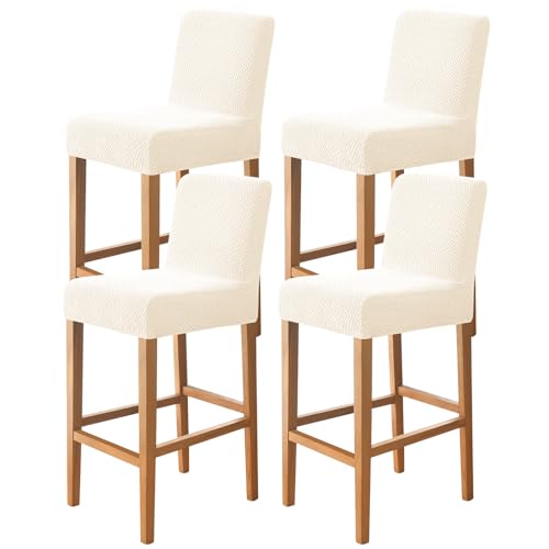 Stretch Bar Stool Covers Set of 4 - Washable Slipcovers for Chairs