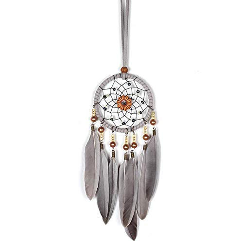 Grey Feather Dream Catcher Car Rearview Mirror Pendant Wall Hanging Decor