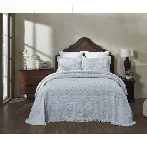 King Size Chenille Bedspread - 100% Cotton Lightweight Luxury Decor