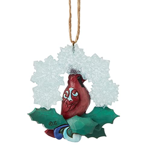 Enesco Jim Shore Heartwood Creek Winter Wonderland Cardinal with Snowflake Hanging Ornament, 3.66 Inch, Multicolor