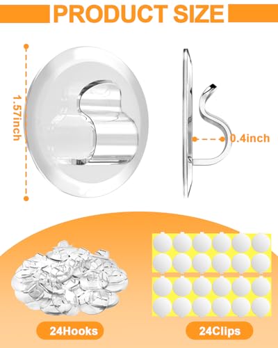 24 Pack Waterproof Adhesive Outdoor String Light Clips for Patio Decor