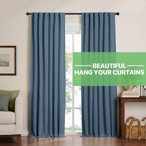 Adjustable Matte Black Curtain Rod Set with Brackets (28 to 48 Inch)