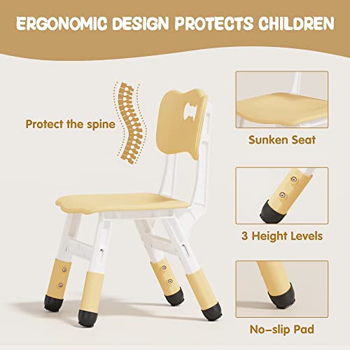 Height Adjustable Kids Table and 2 Chairs Set - Beige Toddler Desk
