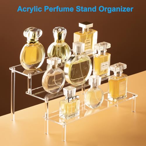 3-Tier Clear Acrylic Display Riser Stand for Perfume, Collectibles & Cupcakes