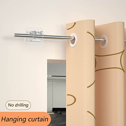 8 Pcs Adhesive Curtain Rod Holders - No Drill Wall Brackets for Rods