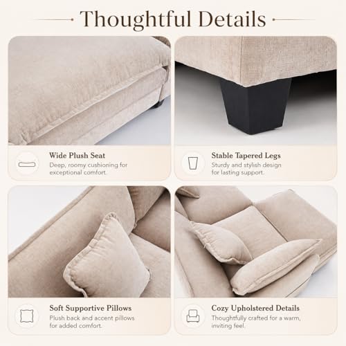 41-Inch Oversized Reading Chair with Ottoman, Chenille Deep Seat Armchair
