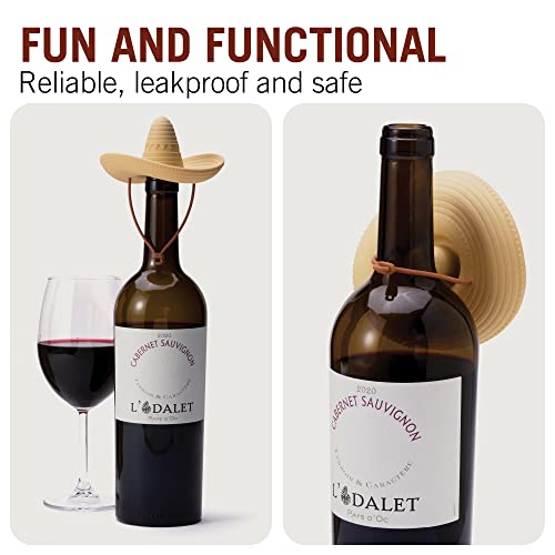 Sombrero Silicone Wine Bottle Stopper - Airtight Reusable Beverage Cap