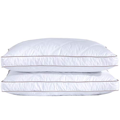 puredown Gusseted Goose Feather & Down King Bed Pillows - Set of 2