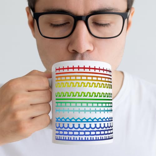 Hidden Message Ceramic Coffee Mug - 11oz Rainbow Rune Pattern