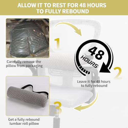 Lumbar Roll Pillow for Lower Back Pain Relief - Ergonomic Foam Cushion with Adjustable Strap & Removable Cover