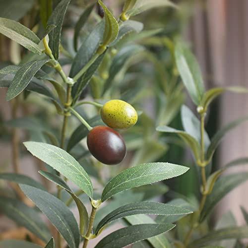 7ft Faux Olive Tree Artificial Indoor Plant with Natural Wood Trunk