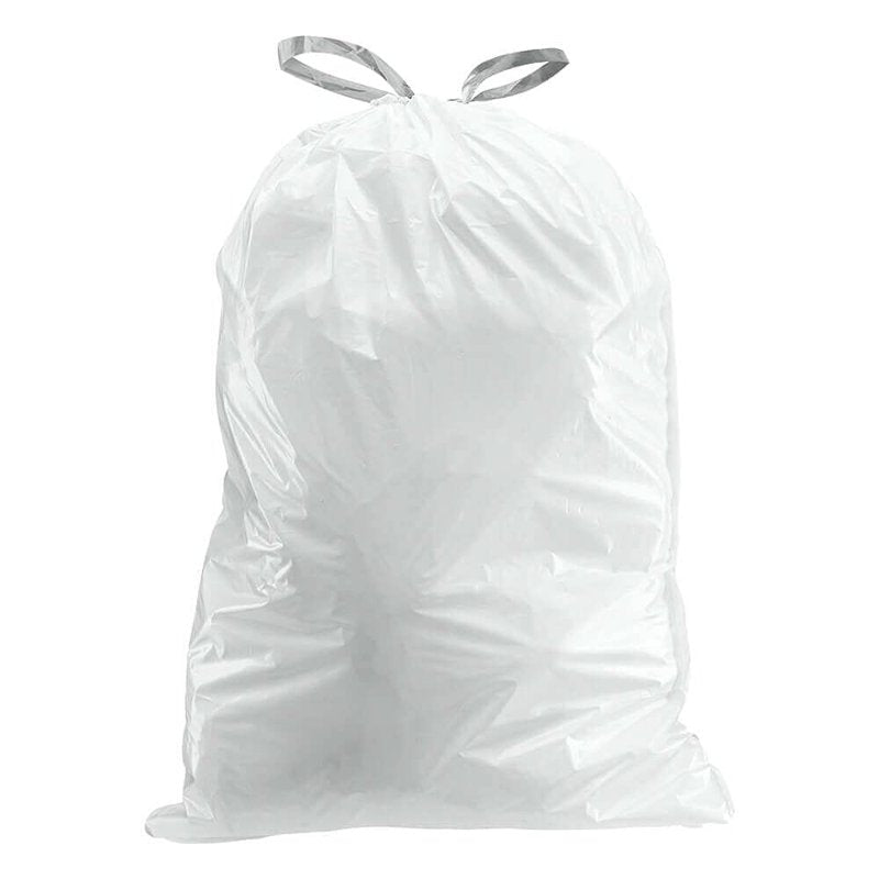 Plasticplace Custom Fit Trash Bags, Compatible with simplehuman Code Y (200 Count) White Drawstring Garbage Liners 30.4 Gallon/ 115 Liter, 28.5" x 39"