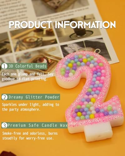 Colorful Number 2 Birthday Candle - Sweet Macaron Design