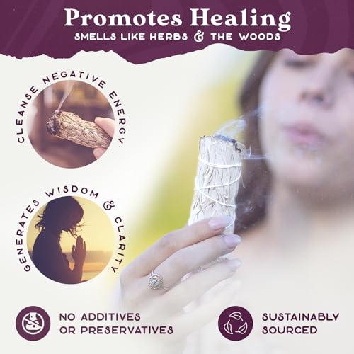 4-Inch California White Sage Smudge Sticks for Cleansing - 3 Pack