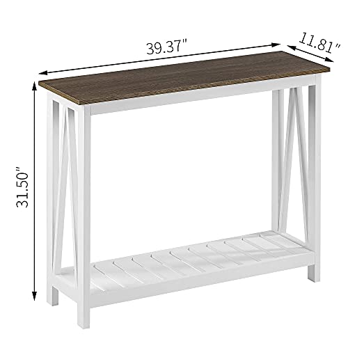 Rustic Farmhouse Console Table, 40-Inch Narrow Entryway Sofa Table
