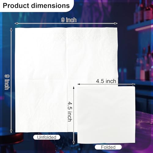 JHUEOPQD 1200 Count Disposable Cocktail Napkins 2-Ply White 4.5 x 4.5 Inch Bulk Pack for Weddings & Parties