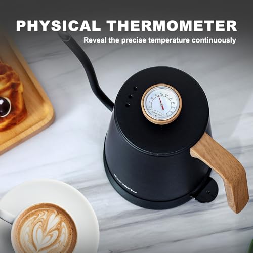 Electric Gooseneck Kettle with Thermometer, 1.0L Pour Over Coffee Kettle