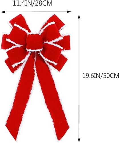 Fvviia 2 Pack Red Christmas Bows Outdoor Decorations 12x20in Velvet Wreath Bow with Glitter Edges - Holiday Decor for Home & Garden