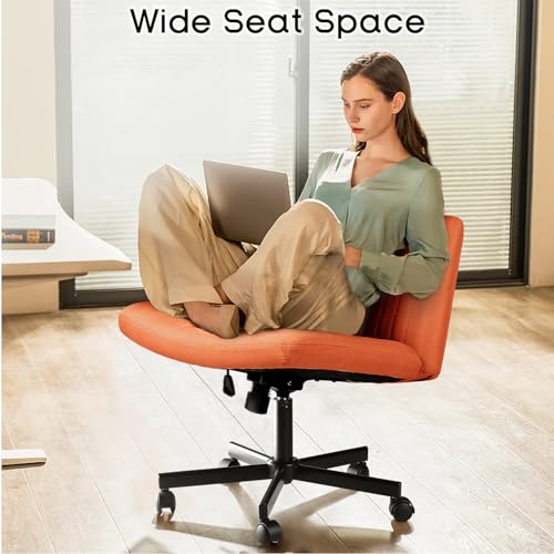 Wide Cross-Legged Office Chair, Adjustable Swivel Desk Chair with Padded Seat