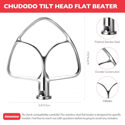Stainless Steel Flat Beater Attachment for 4.5-5 Qt Tilt-Head Stand Mixers