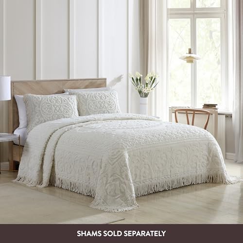 Beatrice Home Fashions King Cotton Chenille Bedspread - Ivory Medallion