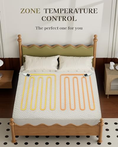 Heated Mattress Pad Queen Size with Dual Control & Timer