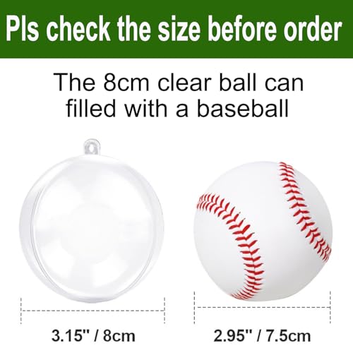 20PCS 80mm Clear Fillable Ornaments, Shatterproof Acrylic Baubles for DIY Crafts