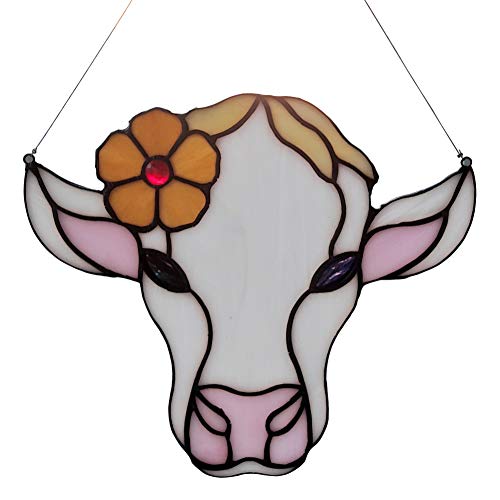 Tiffany Style Stained Glass Cow Sun Catcher - Handmade Window Ornament