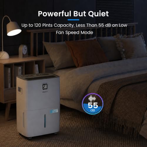 120 Pint Basement Dehumidifier for Large Spaces with Drain Hose