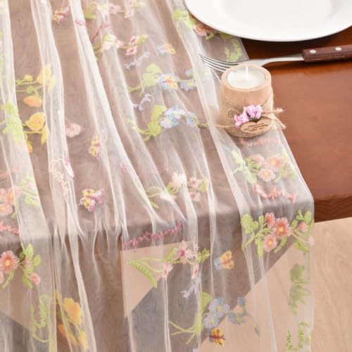 Champagne Butterfly Table Runner 4pc set – Tulle Floral Decor for Tea Party