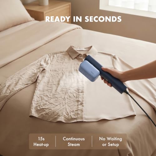 Portable Handheld Garment Steamer with Rotating Head for Travel