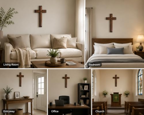 13-Inch Solid Black Walnut Wood Wall Cross - Christian Home Decor