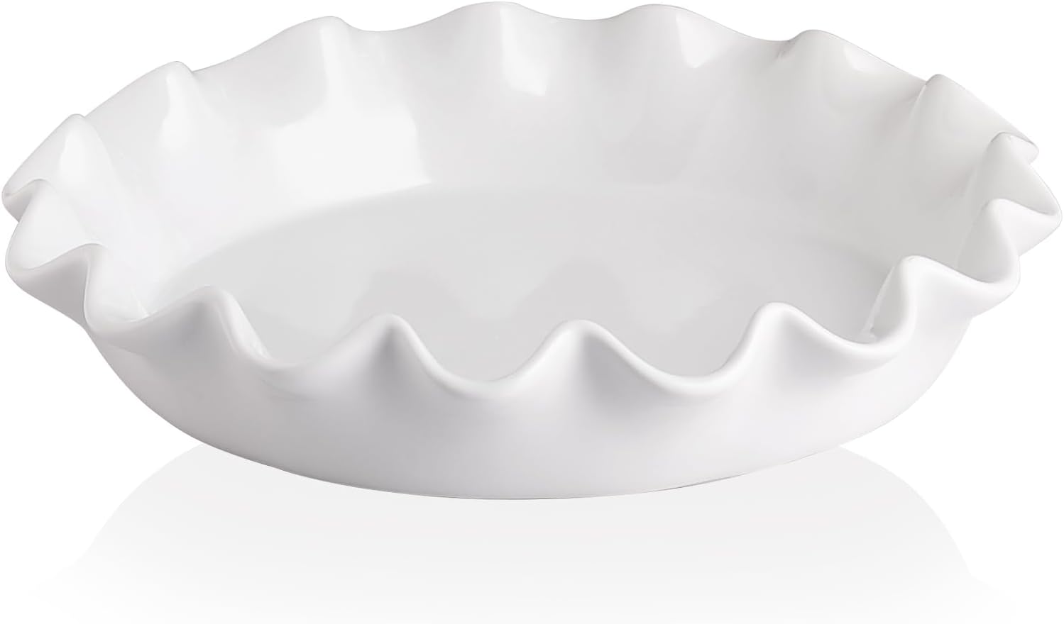 Sweejar Ceramic Pie Pan - 11.5 Inches Deep Fluted Porcelain Dish | Non-Stick Design for Perfect Baking
