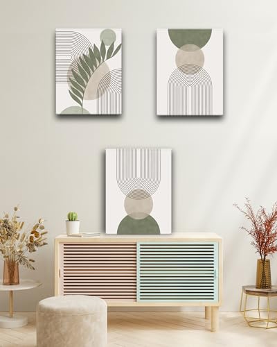 HesenDot Sage Green Boho Wall Art Framed Canvas Prints 3-Pack 30x40CM