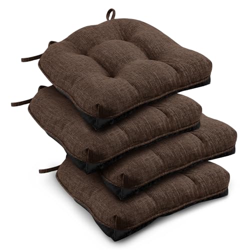 U-Shaped Dining Chair Cushions, 15.5-inch Non-Slip Kitchen Seat Pads - 4 Pack