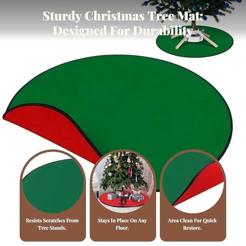 Reversible Christmas Tree Mat Skirt - 76cm Red & Green Round Floor Protector