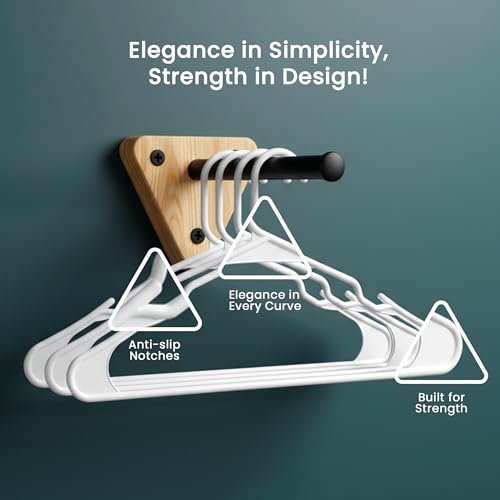 Utopia Home Plastic Hangers 50 Pack - Space Saving Clothes Hangers White
