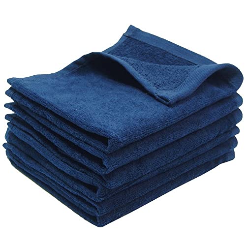 12-Pack 100% Cotton Fingertip Rally Towels, 11x18 Inch Navy Blue