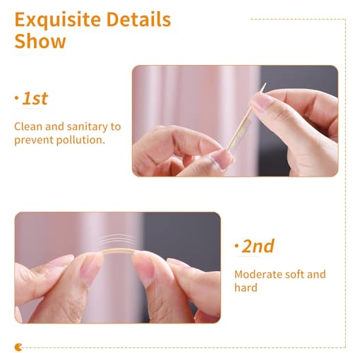 Amrankuo 2000CT Bamboo Toothpicks - Individually Wrapped, 2.5 Inch, Sanitary Cocktail & Appetizer Picks