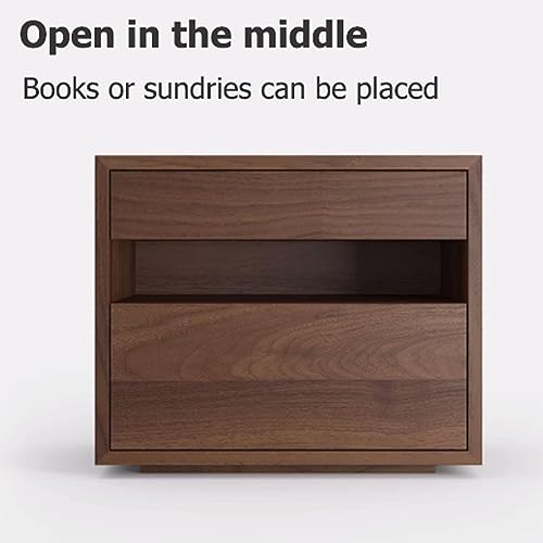 Wooden Nightstand with 2 Drawers - Minimalist Bedside Table for Bedroom & Living Room