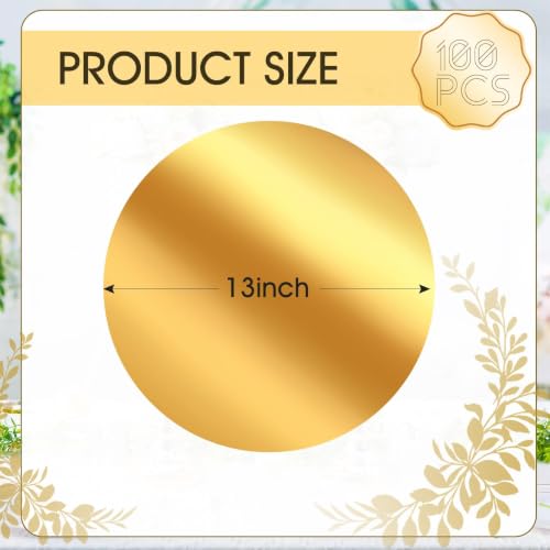 100-Pack 13-Inch Round Gold Disposable Placemats, Mirrored Charger Plates
