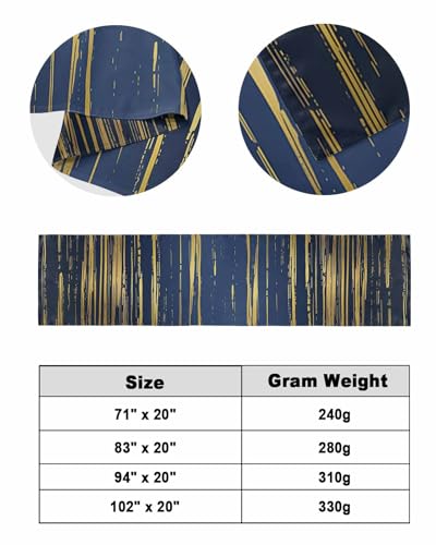 Navy Blue & Gold Line Satin Bed Runner - Modern Bed Scarf for Queen Bed