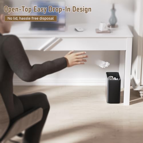 Small Bathroom Trash Can 2.4 Gallon Slim Matte Black Wastebasket