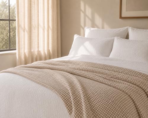 Organic Cotton Gingham Quilt - Oeko-TEX & GOTS Certified, King Size