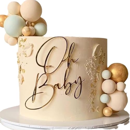 Oh Baby Acrylic Cake Topper for Baby Shower and Gender Reveal Party